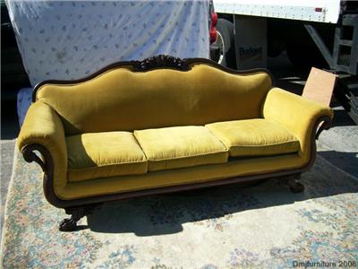 Sofa Neck on Antique Victorian Mahogany Paw Foot Sofa Couch