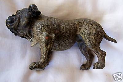 English Antiques on Antique Solid Bronze English Bulldog Figurine